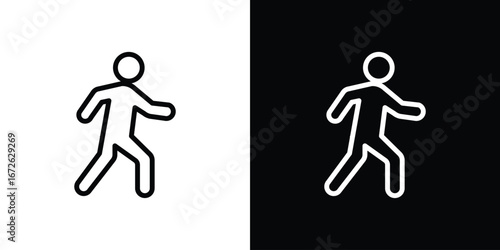 Pedestrian icon logo concept in strokes
