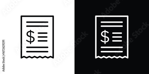 Payment receipt icon logo concept in strokes