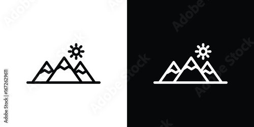 Mountain icon logo concept in strokes