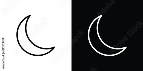 Moon icon logo concept in strokes