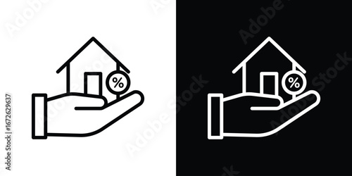 Mortgage icon logo concept in strokes
