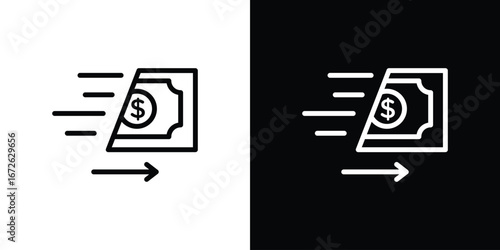 Money transfer icon logo concept in strokes