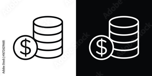 Money icon logo concept in strokes