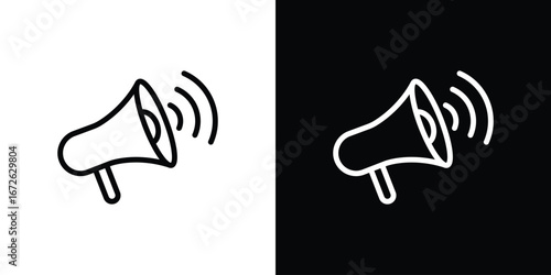 Megaphone icon logo concept in strokes