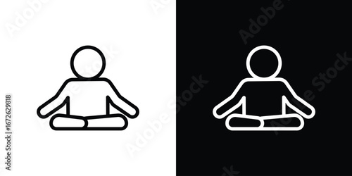 Meditation icon logo concept in strokes