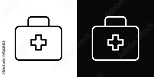 Medical kit icon logo concept in strokes