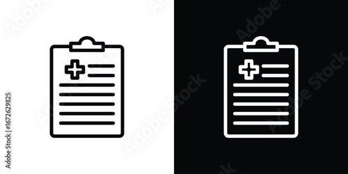 Medical report icon logo concept in strokes