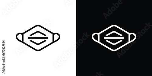 Mask icon logo concept in strokes