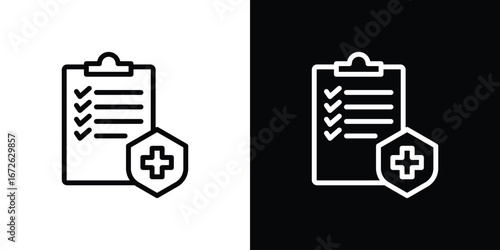Medical insurance icon logo concept in strokes