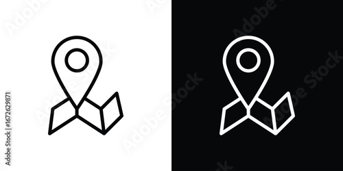 Map icon logo concept in strokes