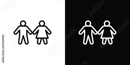 Man and woman icon logo concept in strokes