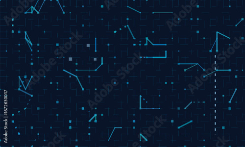 Futuristic digital vector technology background with blue lines and grid patterns.