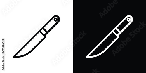 Kitchen knife icon logo concept in strokes