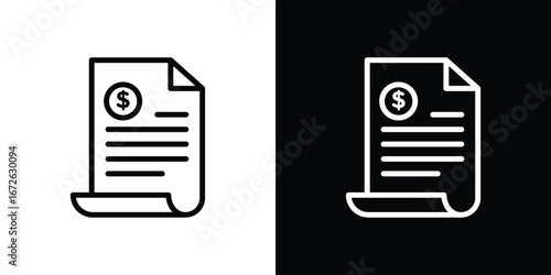Invoice payment icon logo concept in strokes