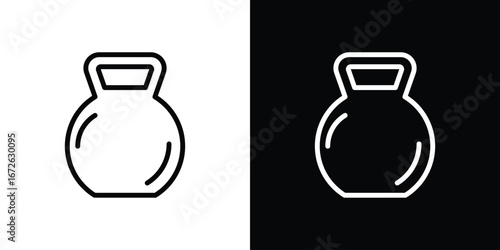 Kettlebell icon logo concept in strokes