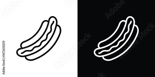 Hot dog icon logo concept in strokes