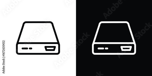 Hard drive icon logo concept in strokes