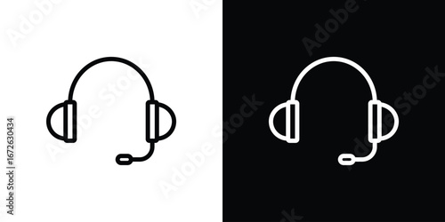 Headphone icon logo concept in strokes