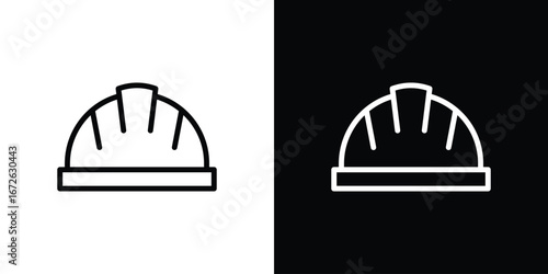Hard hat icon logo concept in strokes