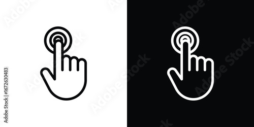 Hand click icon logo concept in strokes