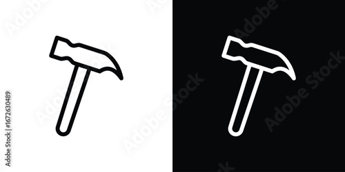 Hammer icon logo concept in strokes