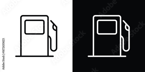 Gas station icon logo concept in strokes