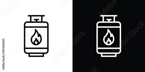 Gas cylinders icon logo concept in strokes
