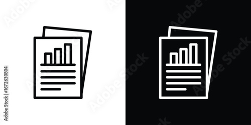 Financial report icon logo concept in strokes