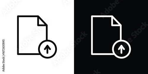 File upload icon logo concept in strokes