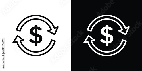 Exchange rate icon logo concept in strokes
