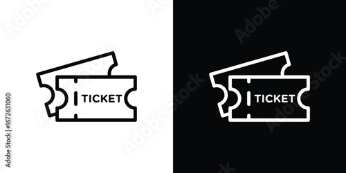 Event ticket icon logo concept in strokes