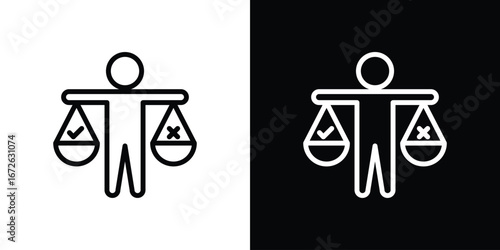 Ethics icon logo concept in strokes