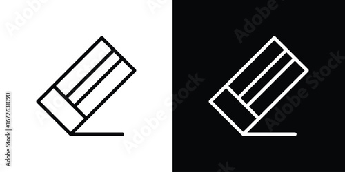 Eraser icon logo concept in strokes