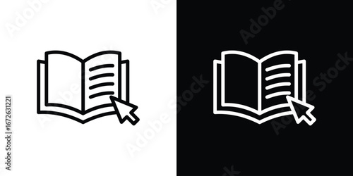 E-book icon logo concept in strokes
