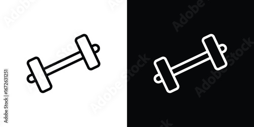 Dumbbell icon logo concept in strokes