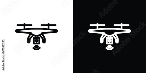 Drone icon logo concept in strokes