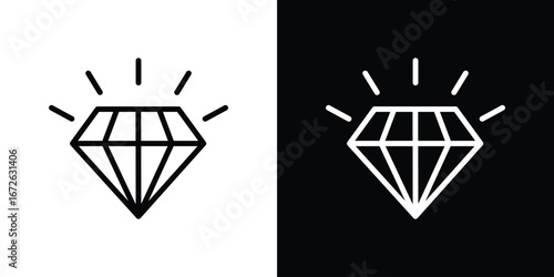 Diamond icon logo concept in strokes