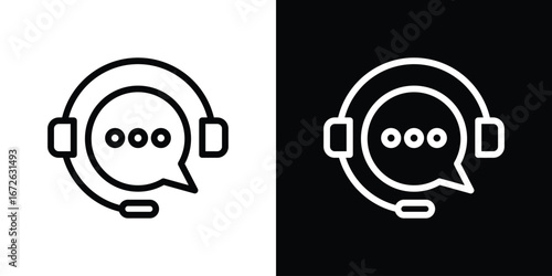 Customer service icon logo concept in strokes