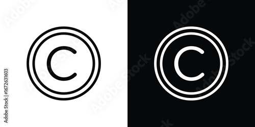 Copyright icon logo concept in strokes