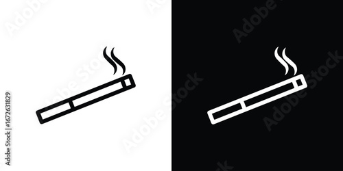 Cigarette icon logo concept in strokes