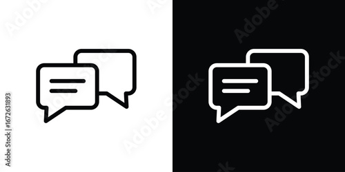 Chat bubble icon logo concept in strokes