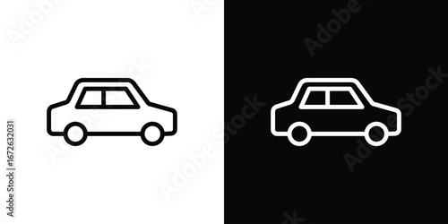 Car icon logo concept in strokes