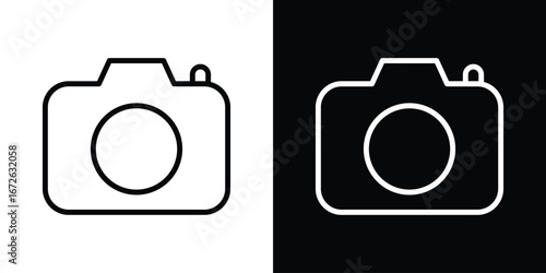Camera icon logo concept in strokes
