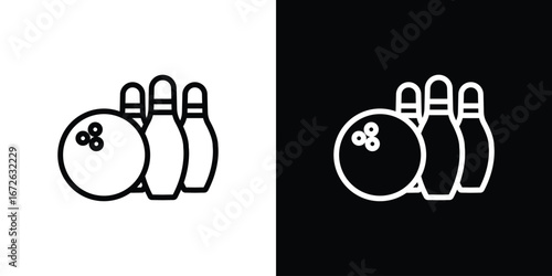 Bowling icon logo concept in strokes