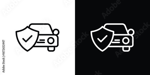 Auto insurance icon logo concept in strokes