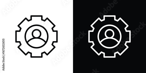 Account settings icon logo concept in strokes