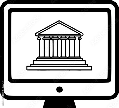 Digital Government. Line element from digital transformation sign, symbol, vector, art
