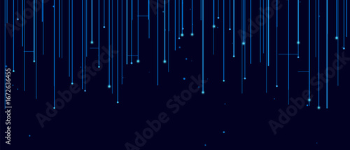 Futuristic vector tech background with neon lines and dots on dark theme.