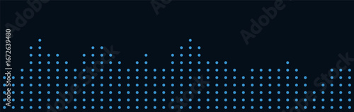 Vector tech background with geometric blue dot pattern on dark theme.