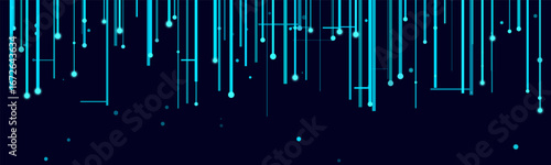 Neon digital lines on dark vector tech background.